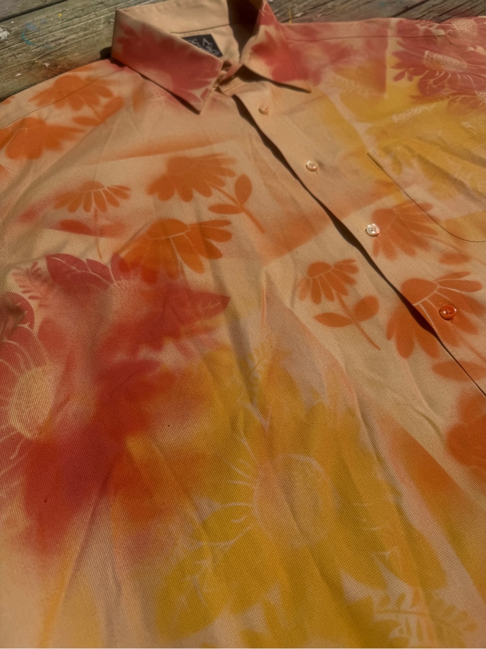 Hand Painted Sunflower Oversized Shacket Women XL 2XL Fall Colors Upcycled Art - Picture 8 of 13